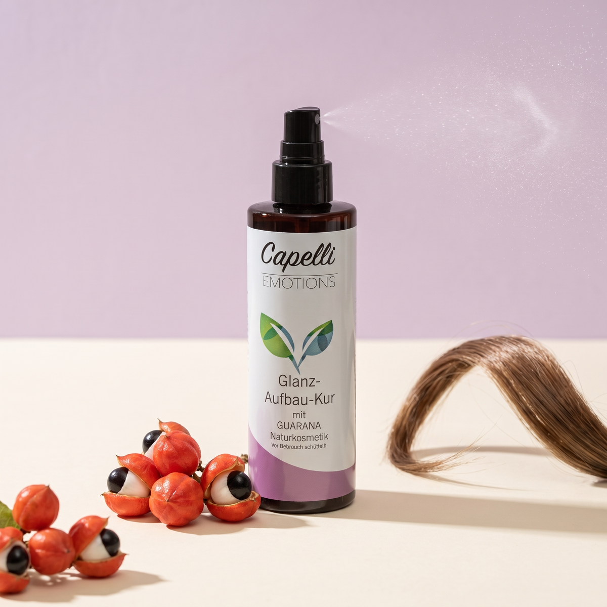 Capelli Emotions Glanz-Aufbau-Kur mit Guarana auf hellem Naturstein